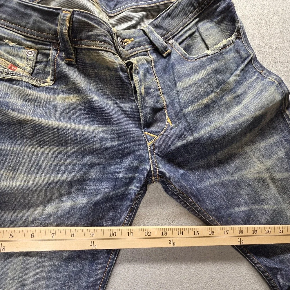 Diesel Jeans Mens 32x32 Blue Larkee Regular Straight Distressed Button Fly 0806W